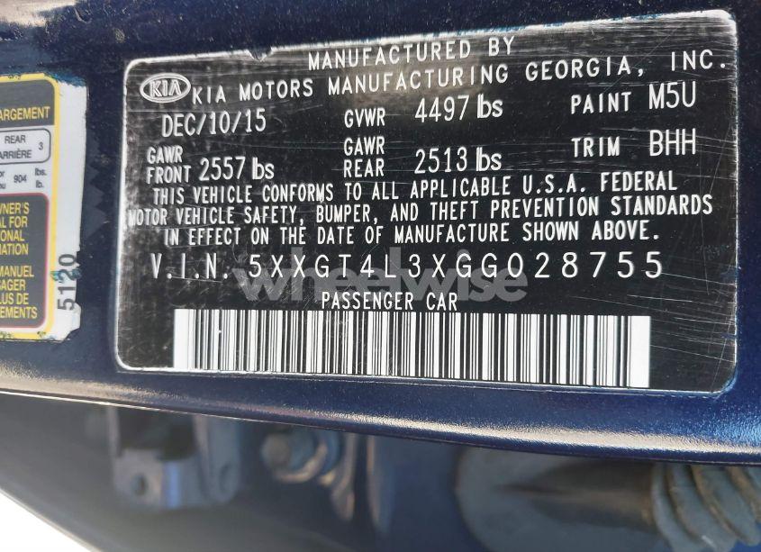 Photo 9 of 2016 Kia Optima LX (VIN 5XXGT4L3XGG028755)