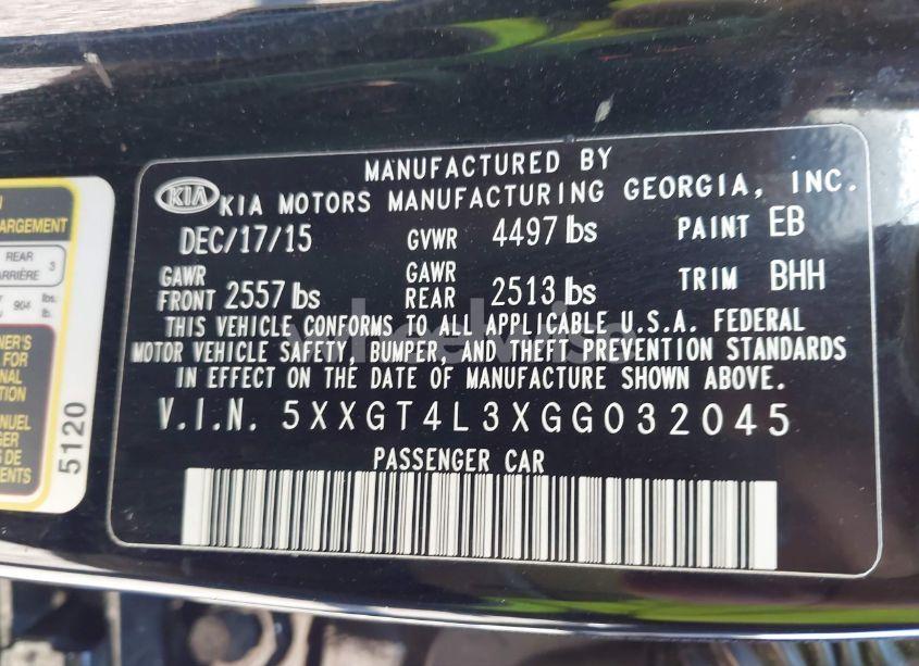 Photo 9 of 2016 Kia Optima LX (VIN 5XXGT4L3XGG032045)