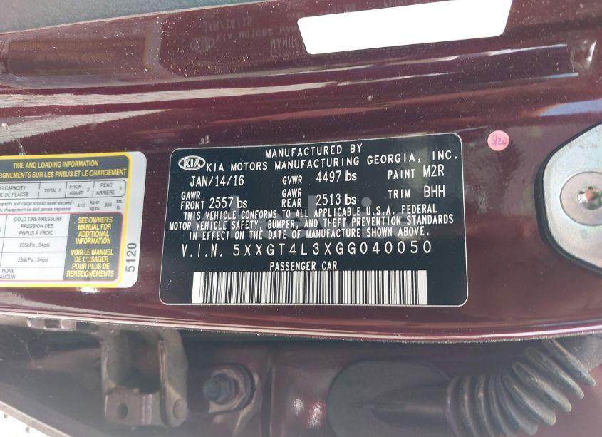 Photo 9 of 2016 Kia Optima LX (VIN 5XXGT4L3XGG040050)