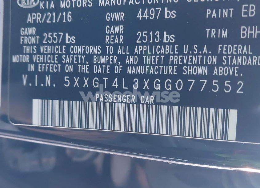 Photo 9 of 2016 Kia Optima LX (VIN 5XXGT4L3XGG077552)