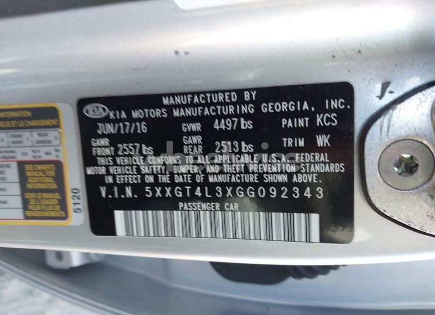 Photo 9 of 2016 Kia Optima LX (VIN 5XXGT4L3XGG092343)