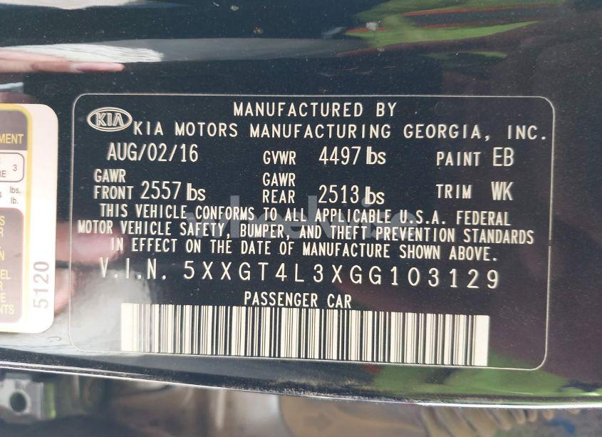 Photo 9 of 2016 Kia Optima LX (VIN 5XXGT4L3XGG103129)