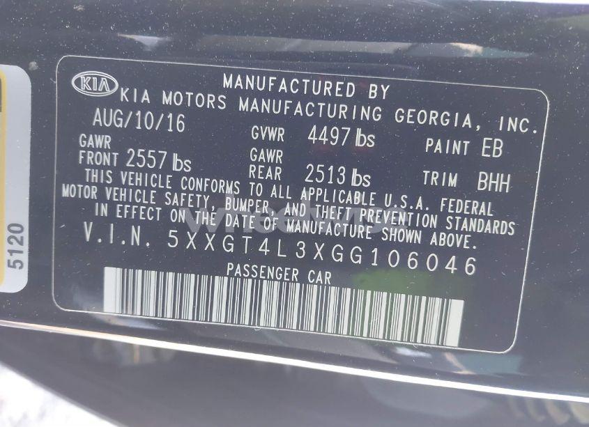 Photo 9 of 2016 Kia Optima LX (VIN 5XXGT4L3XGG106046)