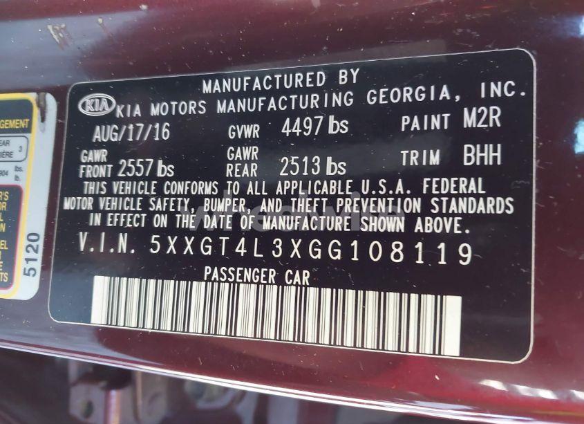 Photo 9 of 2016 Kia Optima LX (VIN 5XXGT4L3XGG108119)