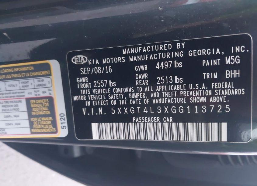 Photo 9 of 2016 Kia Optima LX (VIN 5XXGT4L3XGG113725)