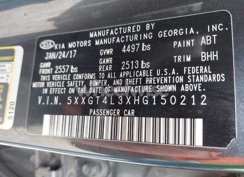 Photo 9 of 2017 Kia Optima LX (VIN 5XXGT4L3XHG150212)