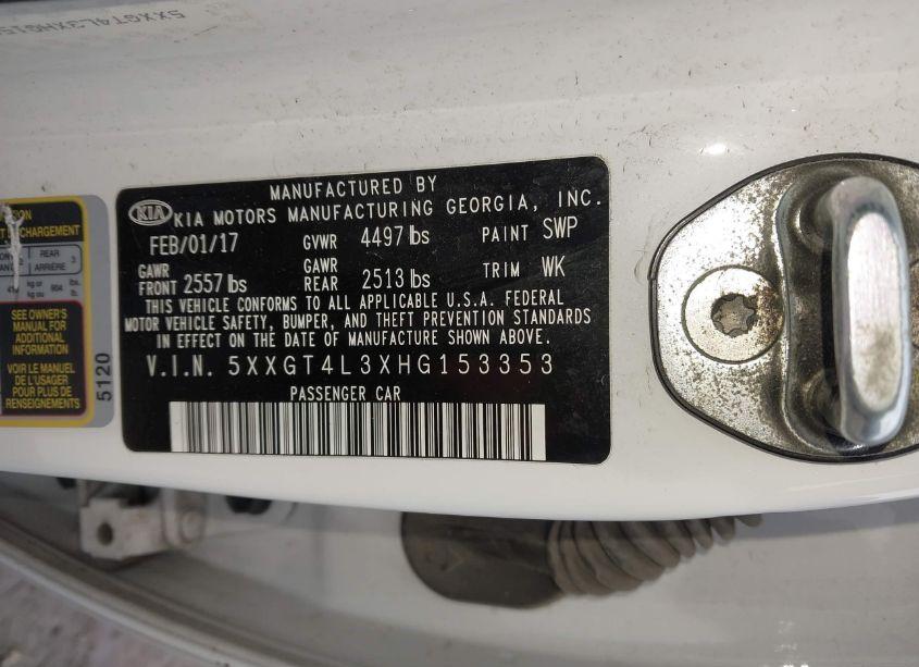 Photo 9 of 2017 Kia Optima LX (VIN 5XXGT4L3XHG153353)