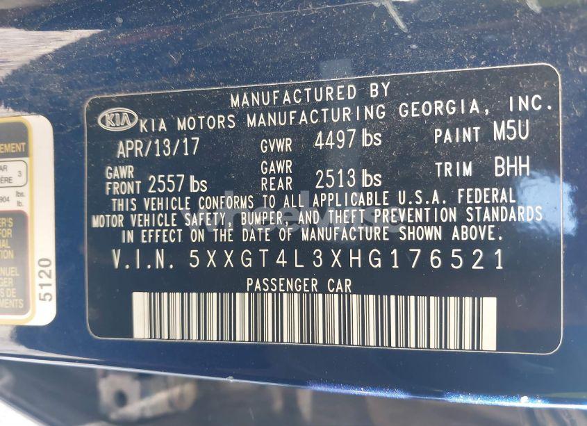 Photo 9 of 2017 Kia Optima LX (VIN 5XXGT4L3XHG176521)