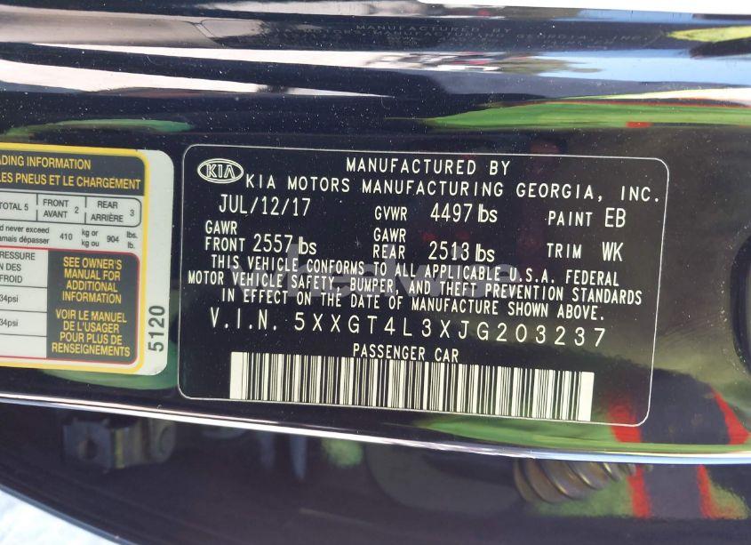 Photo 9 of 2018 Kia Optima LX (VIN 5XXGT4L3XJG203237)