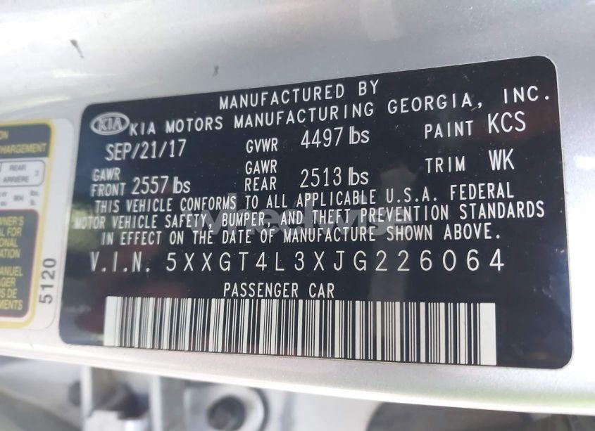 Photo 9 of 2018 Kia Optima LX (VIN 5XXGT4L3XJG226064)