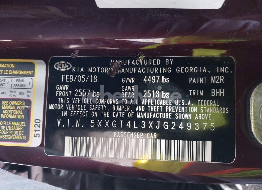 Photo 9 of 2018 Kia Optima LX (VIN 5XXGT4L3XJG249375)