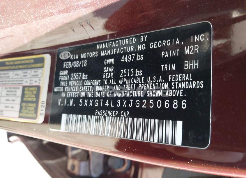 Photo 9 of 2018 Kia Optima LX (VIN 5XXGT4L3XJG250686)