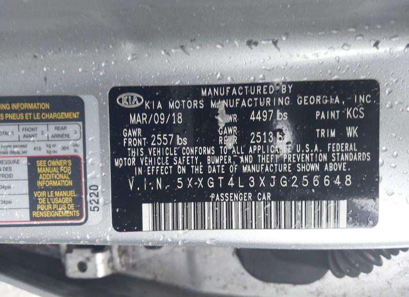 Photo 9 of 2018 Kia Optima LX (VIN 5XXGT4L3XJG256648)