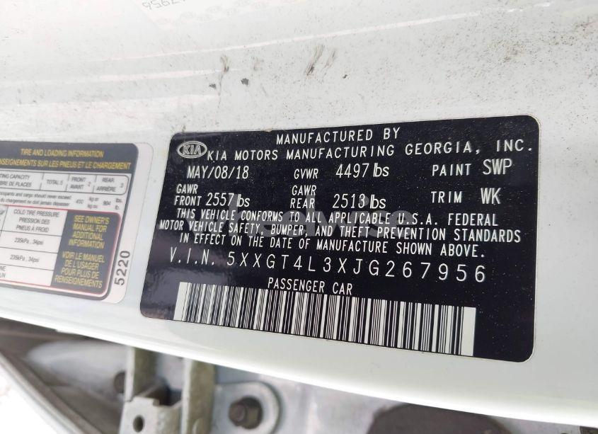 Photo 9 of 2018 Kia Optima LX (VIN 5XXGT4L3XJG267956)