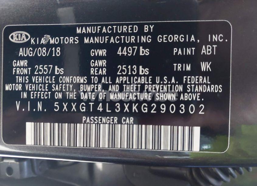 Photo 9 of 2019 Kia Optima S (VIN 5XXGT4L3XKG290302)