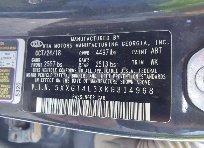 Photo 9 of 2019 Kia Optima S (VIN 5XXGT4L3XKG314968)