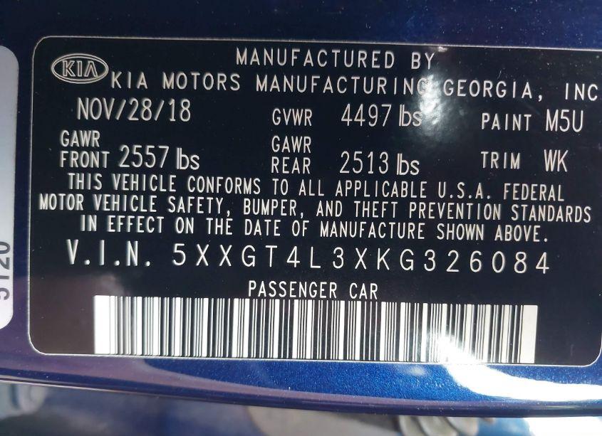 Photo 9 of 2019 Kia Optima LX (VIN 5XXGT4L3XKG326084)