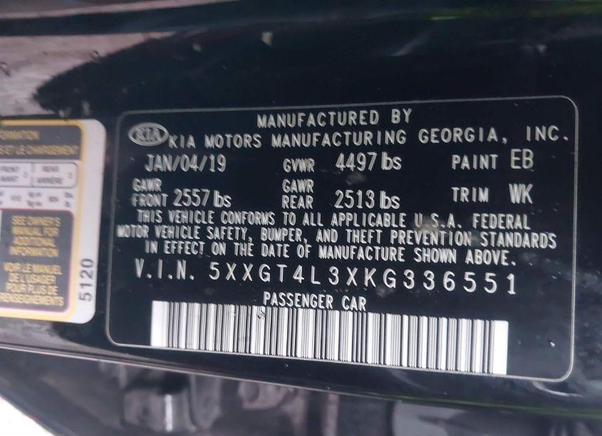 Photo 9 of 2019 Kia Optima LX (VIN 5XXGT4L3XKG336551)