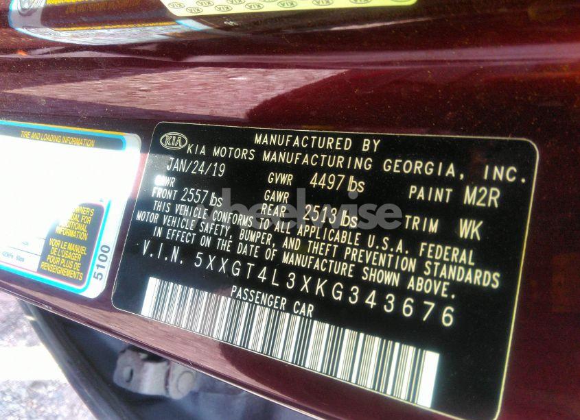 Photo 9 of 2019 Kia Optima LX (VIN 5XXGT4L3XKG343676)