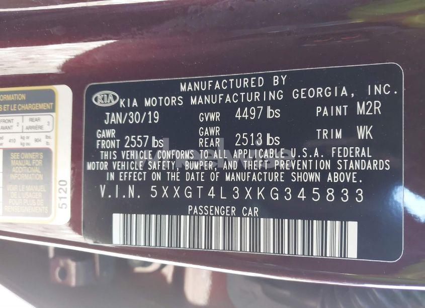 Photo 8 of 2019 Kia Optima LX (VIN 5XXGT4L3XKG345833)