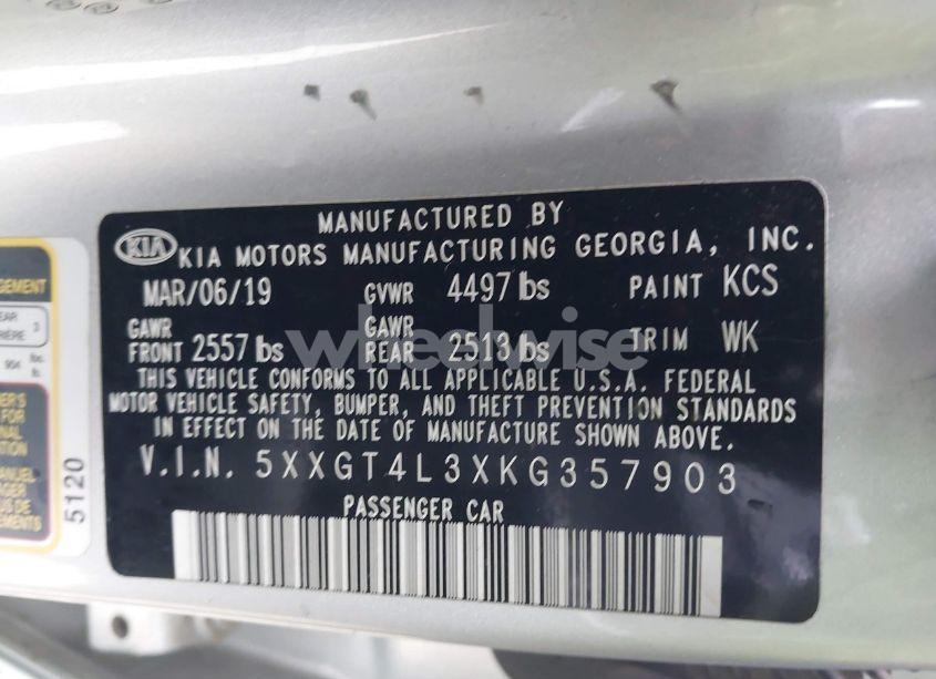 Photo 9 of 2019 Kia Optima LX (VIN 5XXGT4L3XKG357903)