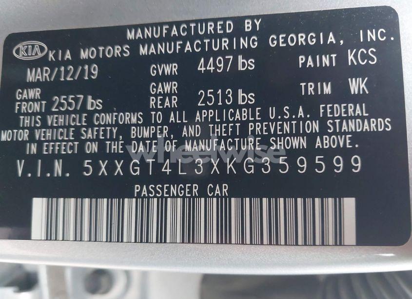 Photo 9 of 2019 Kia Optima LX (VIN 5XXGT4L3XKG359599)