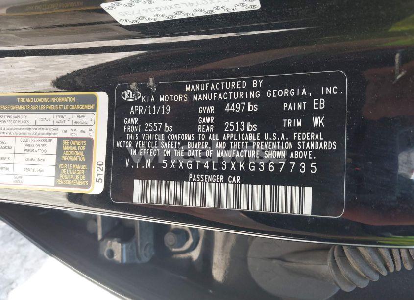 Photo 9 of 2019 Kia Optima LX (VIN 5XXGT4L3XKG367735)