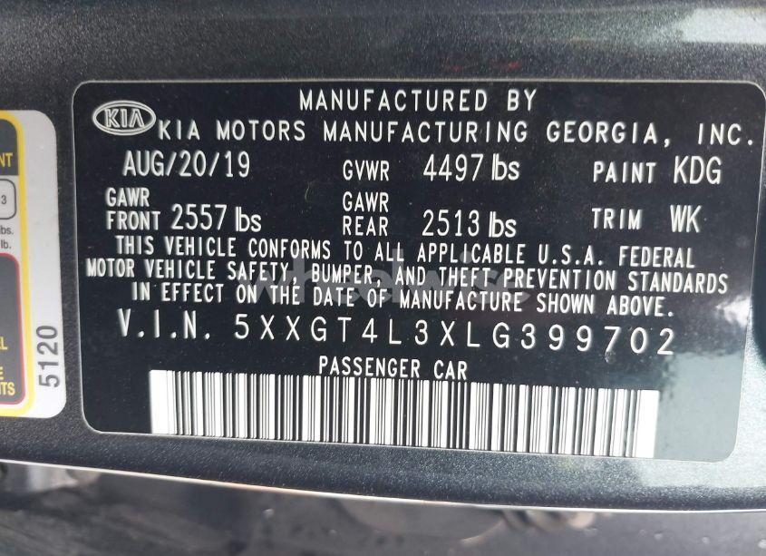 Photo 9 of 2020 Kia Optima LX (VIN 5XXGT4L3XLG399702)