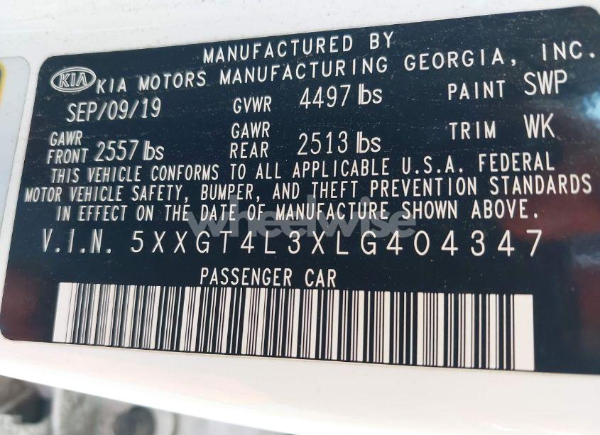 Photo 9 of 2020 Kia Optima LX (VIN 5XXGT4L3XLG404347)