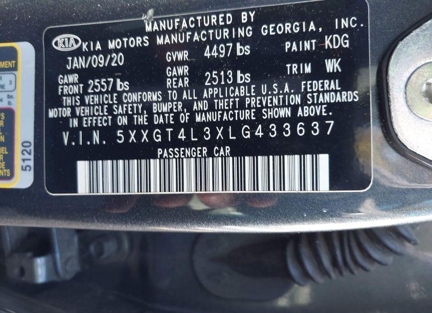 Photo 9 of 2020 Kia Optima LX (VIN 5XXGT4L3XLG433637)