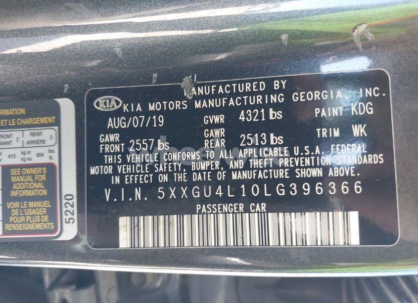 Photo 9 of 2020 Kia Optima EX (VIN 5XXGU4L10LG396366)