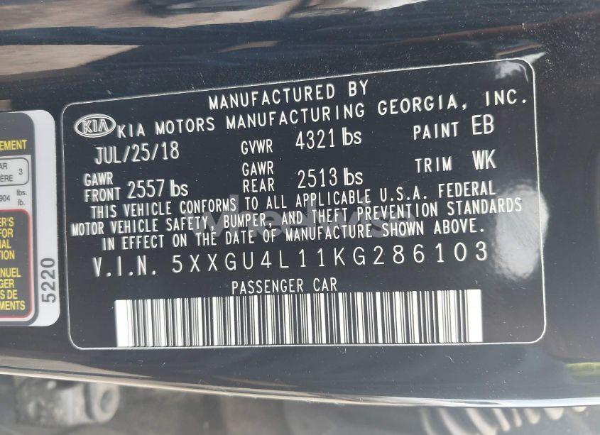 Photo 9 of 2019 Kia Optima EX (VIN 5XXGU4L11KG286103)