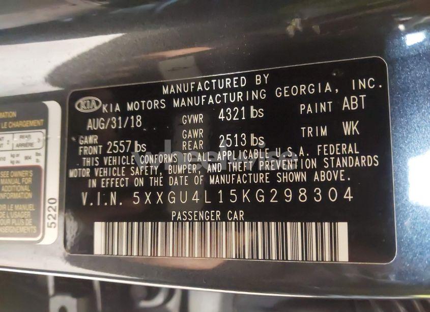 Photo 9 of 2019 Kia Optima EX (VIN 5XXGU4L15KG298304)