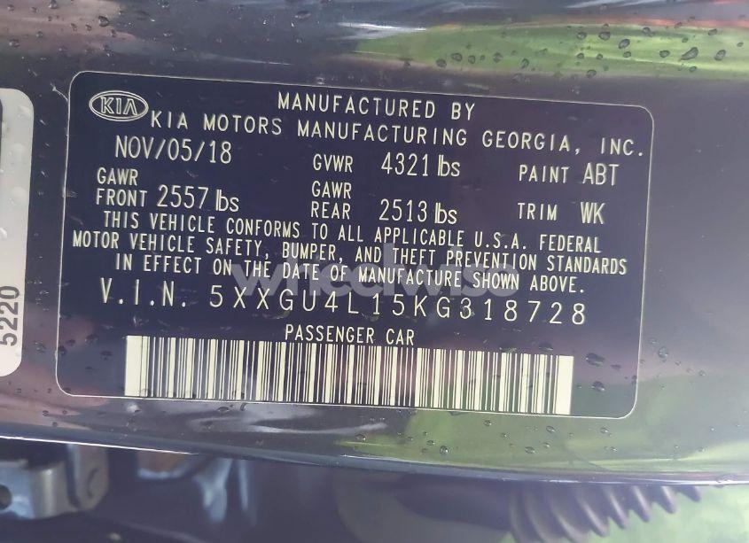 Photo 9 of 2019 Kia Optima EX (VIN 5XXGU4L15KG318728)