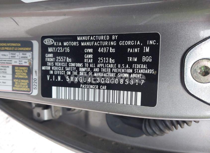 Photo 9 of 2016 Kia Optima EX (VIN 5XXGU4L30GG085317)