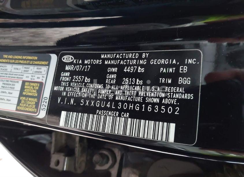 Photo 9 of 2017 Kia Optima EX (VIN 5XXGU4L30HG163502)