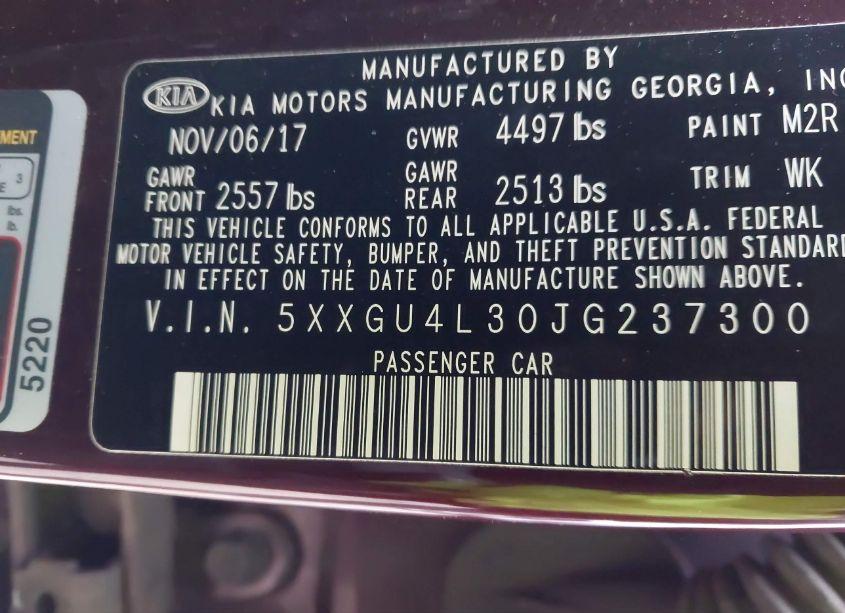 Photo 9 of 2018 Kia Optima EX (VIN 5XXGU4L30JG237300)