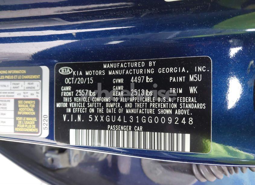 Photo 9 of 2016 Kia Optima EX (VIN 5XXGU4L31GG009248)