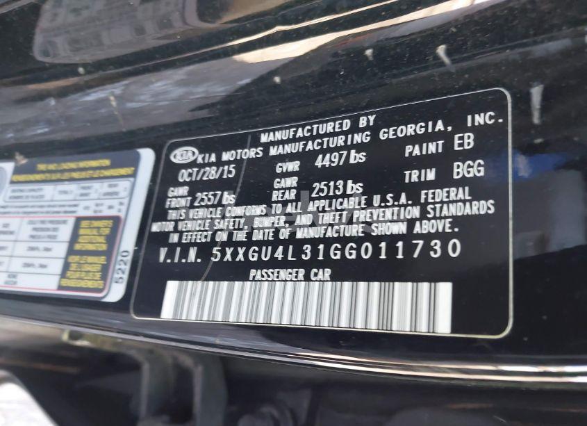 Photo 9 of 2016 Kia Optima EX (VIN 5XXGU4L31GG011730)