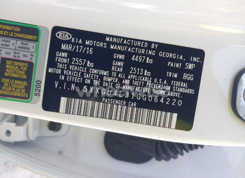 Photo 9 of 2016 Kia Optima EX (VIN 5XXGU4L31GG064220)