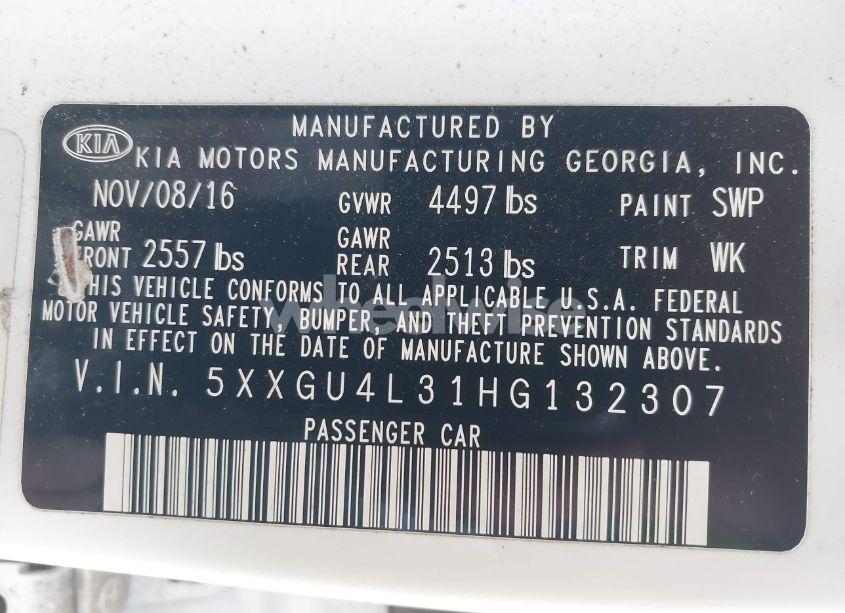 Photo 9 of 2017 Kia Optima EX (VIN 5XXGU4L31HG132307)