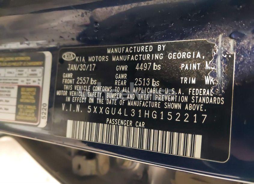 Photo 9 of 2017 Kia Optima EX (VIN 5XXGU4L31HG152217)