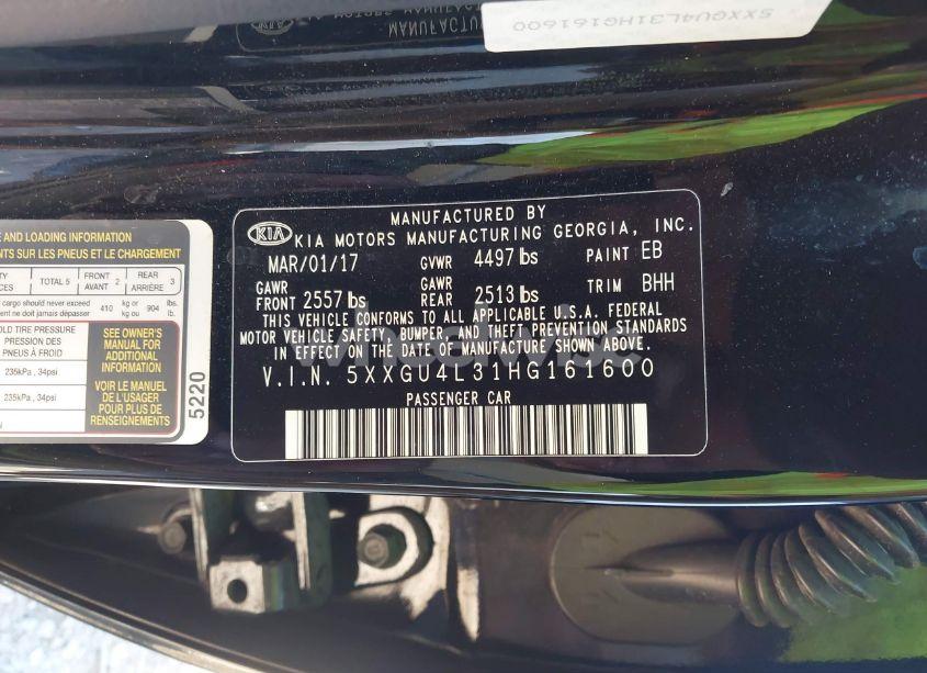 Photo 9 of 2017 Kia Optima EX (VIN 5XXGU4L31HG161600)