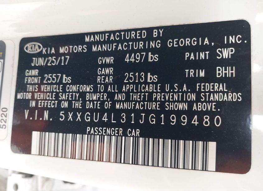 Photo 9 of 2018 Kia Optima EX (VIN 5XXGU4L31JG199480)