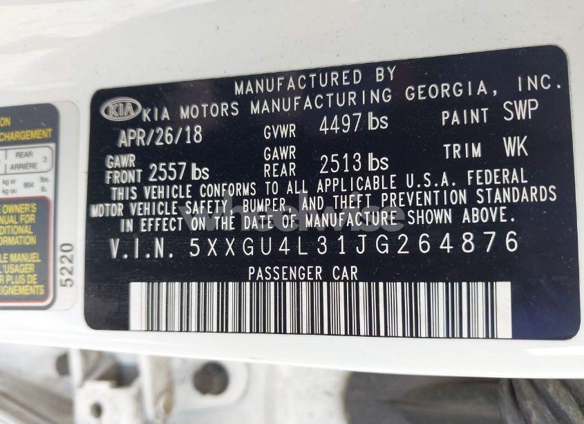 Photo 9 of 2018 Kia Optima EX (VIN 5XXGU4L31JG264876)