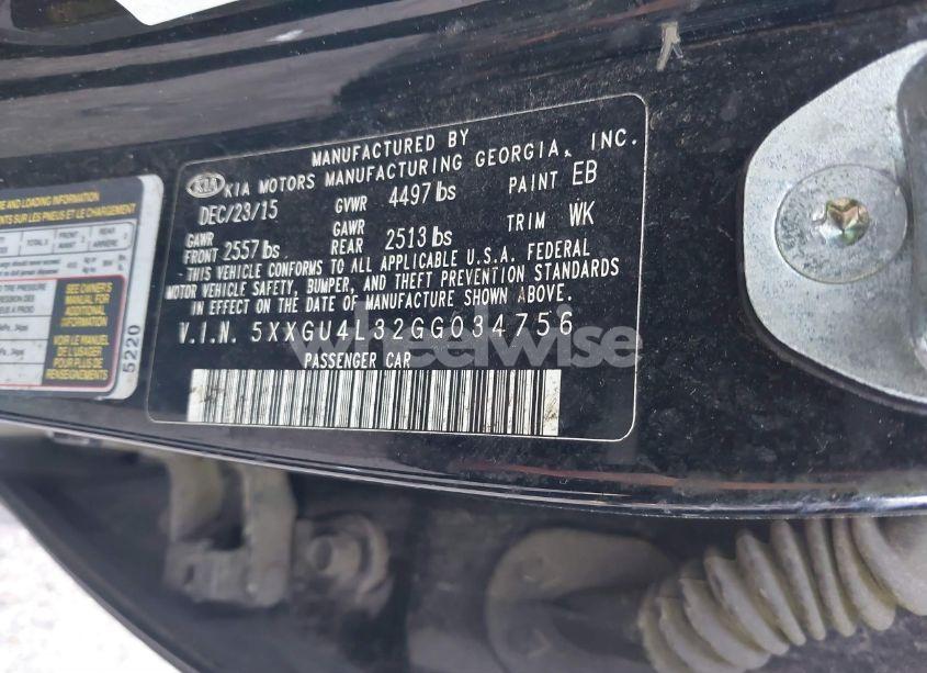 Photo 9 of 2016 Kia Optima EX (VIN 5XXGU4L32GG034756)