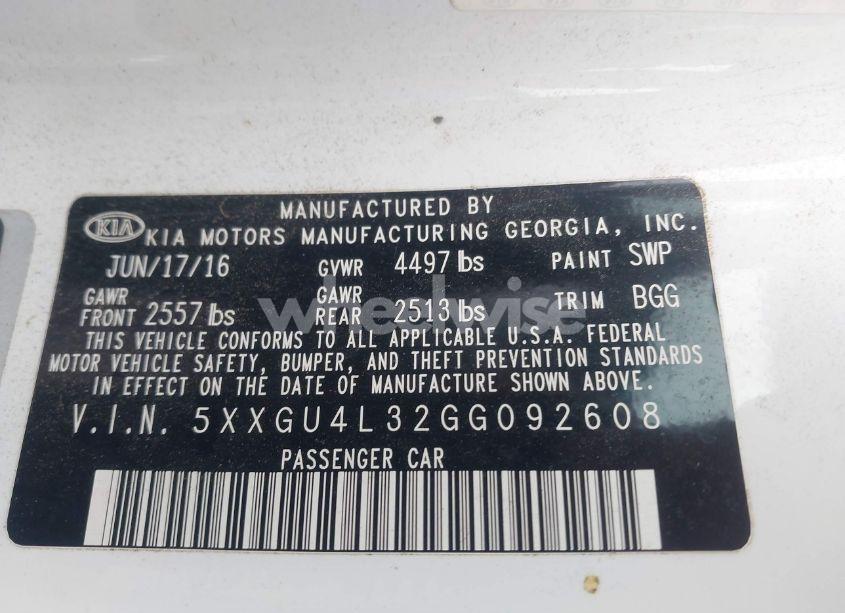 Photo 9 of 2016 Kia Optima EX (VIN 5XXGU4L32GG092608)