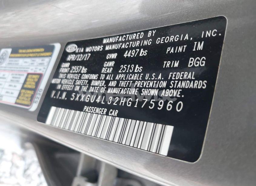 Photo 9 of 2017 Kia Optima EX (VIN 5XXGU4L32HG175960)