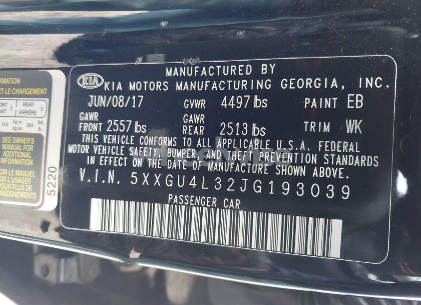 Photo 9 of 2018 Kia Optima EX (VIN 5XXGU4L32JG193039)