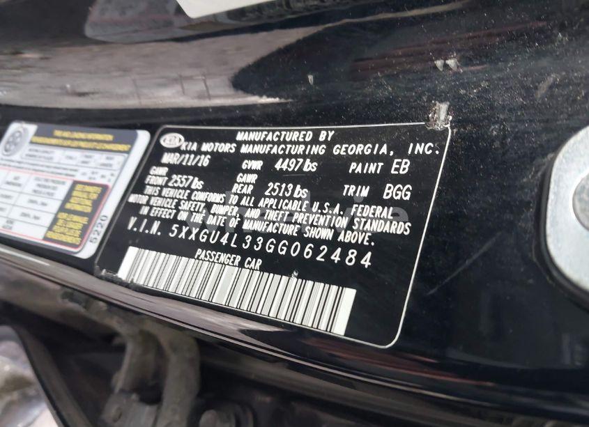 Photo 9 of 2016 Kia Optima EX (VIN 5XXGU4L33GG062484)